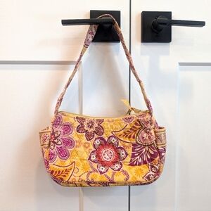 VERA BRADLEY Bali Women's Floral Yellow and Purple Quilted Shoulder Hobo Bag